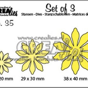 Crealies Set of 3 no. 35 Bloemen 17 38x40 - 29x30 - 19x20mm / SET35
