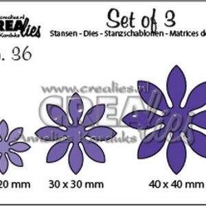 Crealies Set of 3 no. 36 Bloemen 18 40x40 - 30x30 - 20x20mm / SET36