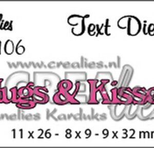 Crealies tekststans (Eng) nr. 106 Hugs & Kisses 11x26 - 8x9 - 9x32 mm  / CLTD106