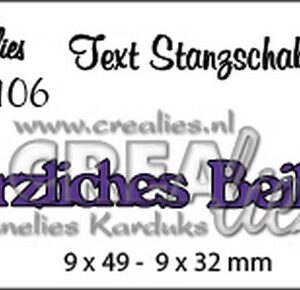 Crealies Tekststans (DE) nr 106 Herzliches Beileid 9x49 - 9x32 mm  / CLTSS106