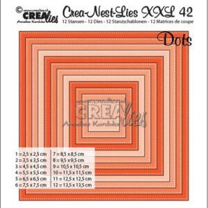 Crealies Crea-nest-dies XXL no. 42 Vierkanten met stippen max. 13,5 cm / XXL42