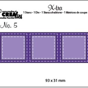 Crealies Fold Open Die 3 vierkanten double stitch 93 x 31mm / Xtra05
