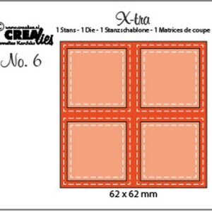 Crealies Fold Open Die 4 vierkanten double stitch 62 x 62 mm / Xtra06