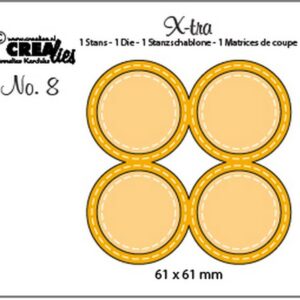 Crealies Fold Open Die 4 cirkels double stitch 61 x61 mm / Xtra08