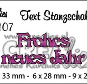 Crealies Tekststans (DE) nr 107 Frohes neues Jahr 9x33-6x28-9x22mm  / CLTSS107