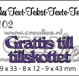 Crealies Tekststans (SW) nr 102  Grattis till tillskottet 9x33-8x12-9x43mm  / CLSE102
