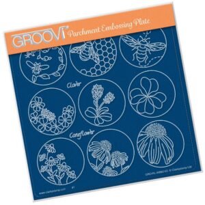 Groovi Plate  Linda's 123 Sampler D: Bumble Bee, Clover & Coneflower A5 Square Plate