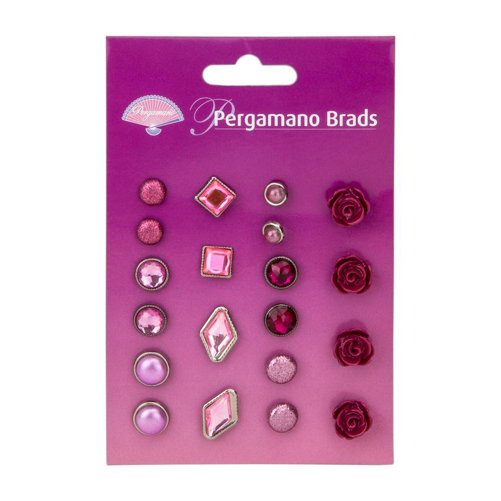 Pergamano Brads Assorted Red Roses 20st