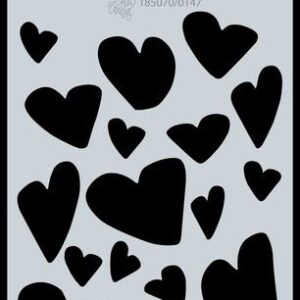 CraftEmotions Mask stencil Love Puns - harten A6 Carla Creaties (01-21)