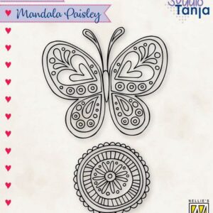 Nellies Choice Clearstamp Mandala - Paisley vlinder CSMAN011 53x47mm