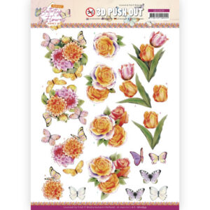 3D Push Out - Jeanine's Art - Perfect Butterfly Flowers - Orange Rose 10639