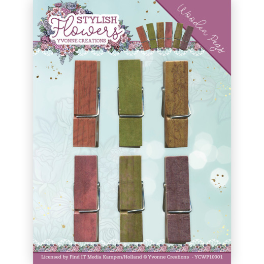 Yvonne Creations - Stylish Flowers - Wooden Pegs