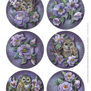 Uitdrukvel Scenery - Yvonne Creations - Aquarella - Owls and Flowers Round 10085