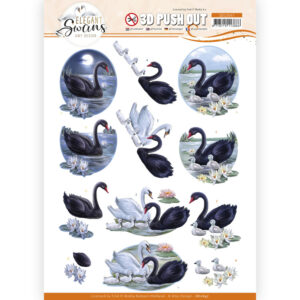 3D Push Out - Amy Design - Elegant Swans - Black swans 10647