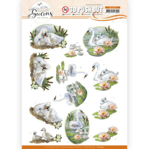 3D Push Out - Amy Design - Elegant Swans - Swans Family 10649