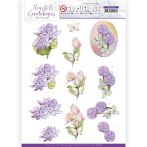 3D Push Out - Jeanine's Art - Heartfelt Condolences - Purple Flowers 10667