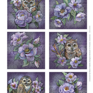 Uitdrukvel Scenery - Yvonne Creations - Aquarella - Owls and Flowers Square 10084