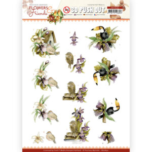 3D Push Out - Precious Marieke - Flowers and Friends - Purple Flowers 10630