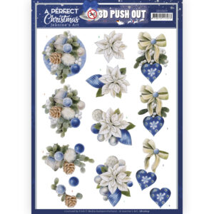 3D Push Out - Jeanine's Art - A Perfect Christmas - Blue Christmas Flowers 10609