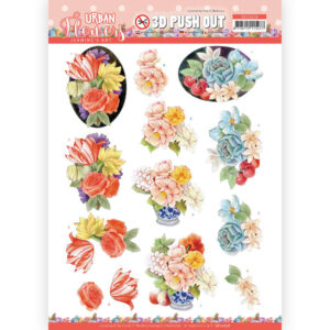 3D Push Out - Jeanine's Art - Urban Flowers - Flowers in stone jar 10658