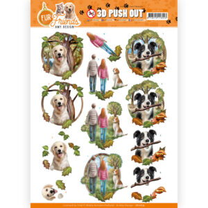 3D Push Out - Amy Design - Fur Friends - Walking the Dog 10679