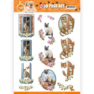 3D Push Out - Amy Design - Fur Friends - Cat on the Wall 10678