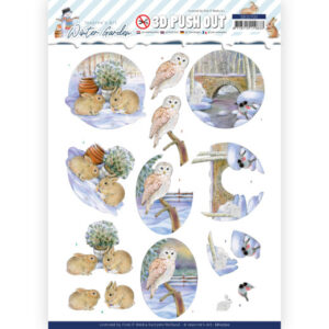 3D Push Out - Jeanine's Art - Winter Garden - Rabbits 10700