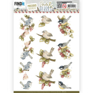 3D Push Out Sheet - Precious Marieke - Birds and Berries - Raspberries 10707