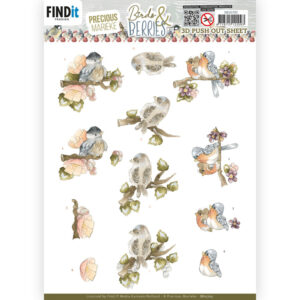 3D Push Out Sheet - Precious Marieke - Birds and Berries - Cranberries 10705