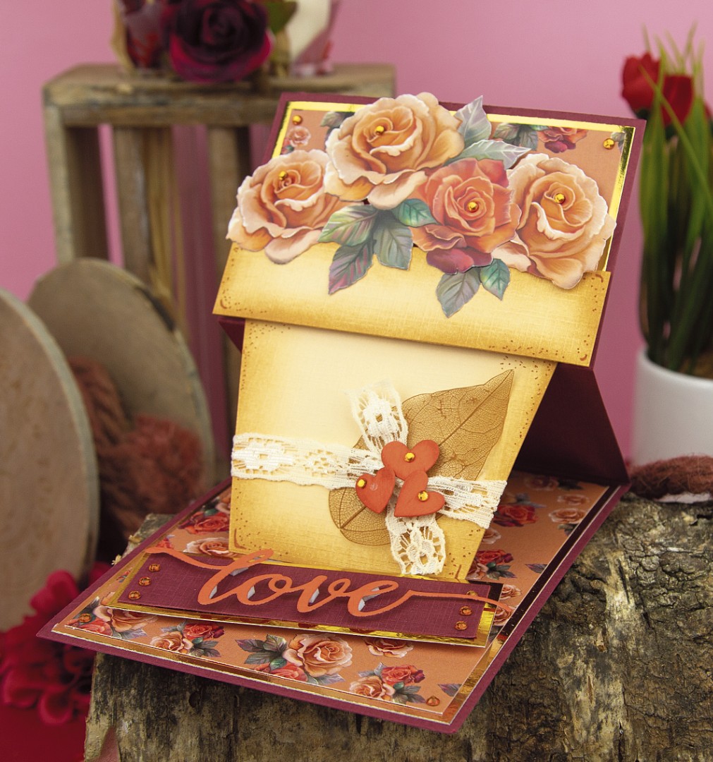 3D Push Out - Amy Design - Roses Are Red - Pink Roses 10746 - Afbeelding 2