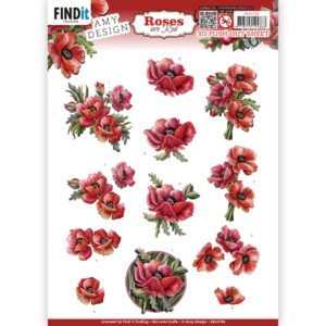 3D Push Out - Amy Design - Roses Are Red - Poppies 10744