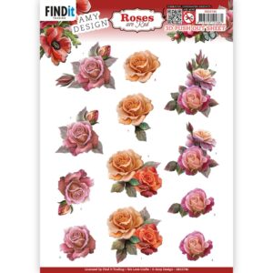 3D Push Out - Amy Design - Roses Are Red - Pink Roses 10746