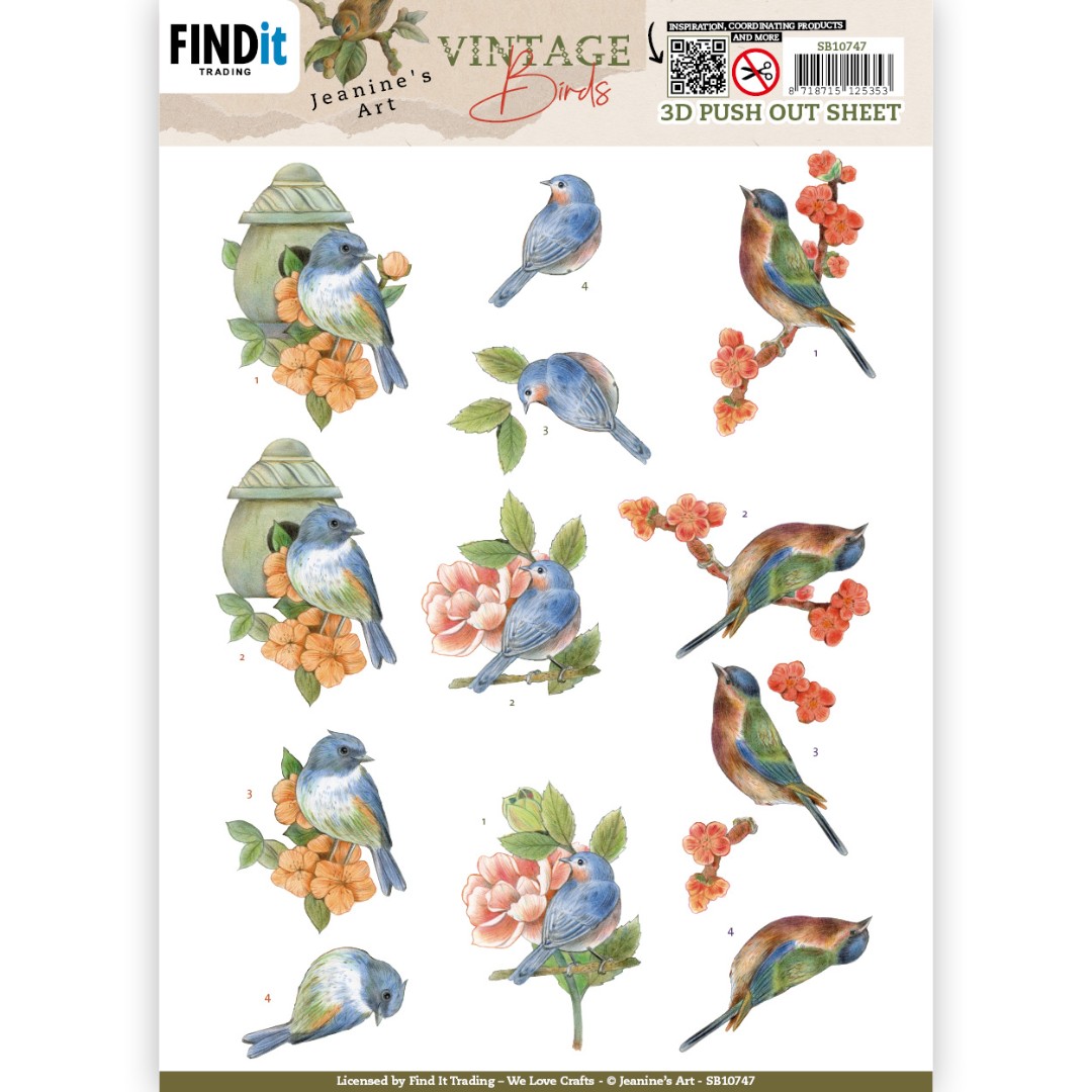 3D Push Out - Jeanine's Art - Vintage Birds - Stone Bird House 10747