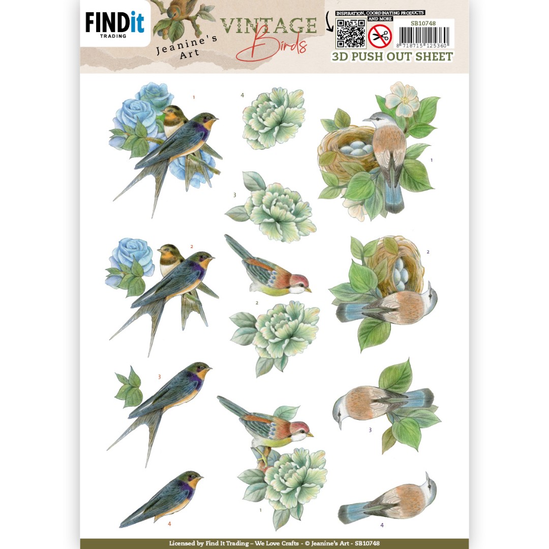3D Push Out - Jeanine's Art - Vintage Birds - Bird's Nest 10748