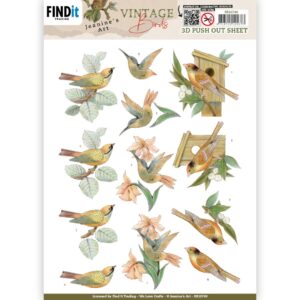 3D Push Out - Jeanine's Art - Vintage Birds - Wooden Bird House 10749