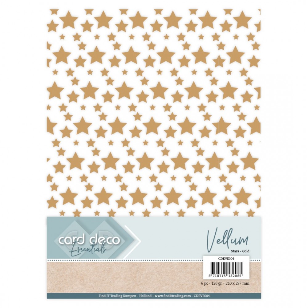 Card Deco Essentials - Vellum - Stars Gold 6 vel