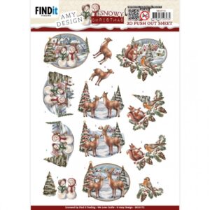 3D Push-Out - Amy Design - Snowy Christmas - Snowy Snowman 10772