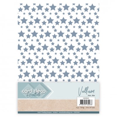 Card Deco Essentials - Vellum - Stars Blue 6 vel