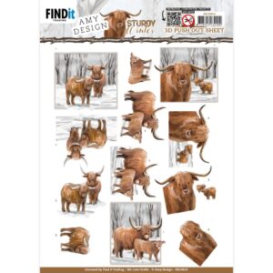 3D Push-Out - Amy Design - Sturdy Winter - Scottish Highlander 10824