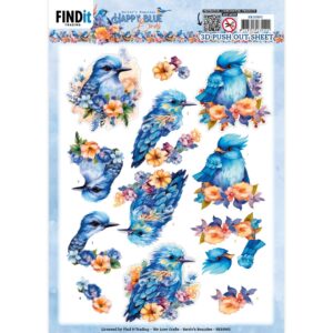 3D Push Out - Berries Beauties - Happy Blue Birds - Blue Bird 10901