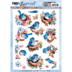 3D Push Out - Berries Beauties - Happy Blue Birds - Birds's Nest 10902