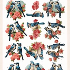 3D Push Out - Berries Beauties - Romantic Birds - Romantic Blue Jay 10931