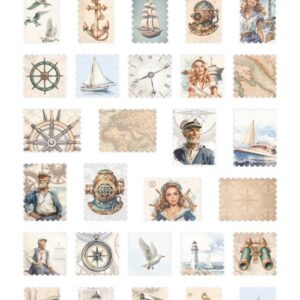 Berries Beauties - Collage Art - Push Out Postage Stamp - Nautical Breeze