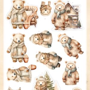 3D Pushout Sheet - Berries Beauties - Cosy WInter - Cosy Bear